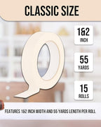 Lichamp Masking Tape, White Painter Tape 1 inch and 2 inch Wide, 10+5 Pack White Tapes Bulk, Total 825 Yards
