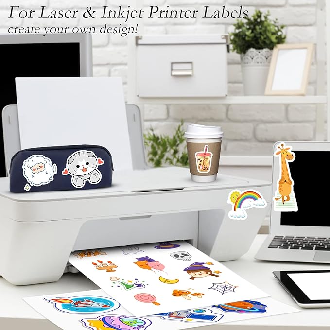 Full Sheet Sticker Paper for Laser & Ink Jet Printers, 8.5" x 11" Full Sheet Address Shipping Label, 200 Sheets 200 Labels