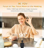 TOUCAN 1080P HD Webcam with Built-in Noise-Cancelling Mic & Privacy Shutter – Wide 90° Angle, Plug & Play USB Video Camera for Video Calls, Streaming, Home Office & Online Classes