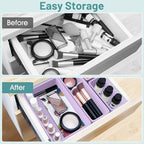 WOWBOX 25 PCS Plastic Drawer Organizer Set, 4 Sizes Desk Drawer Divider Organizers and Storage Bins for Makeup, Jewelry, Gadgets for Kitchen, Bedroom, Bathroom, Office, Purple