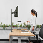 Pholiten Extra Tall Dual Monitor Stand, Dual Monitor Mount, Desk Mount up to 47 inch Pole, 2 Monitor Stand, Computer Monitor Arm, Fully Adjustable Stand for up to 27 inch Screens