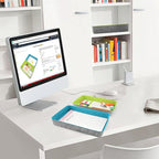 Welaxy 2-Piece Office Desk Drawer Organizer Tray Letter-Size documents A4 Paper Book File Folder Holder Storage Bins (Green + Turquoise)