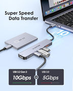 LENTION USB C Hub with 4K@60Hz HDMI, 2 USB C and 2 USB 3.2 Gen2 Transfer Data in 10Gbps Max, 100W Charging, for MacBook Pro M4, Mac Air, iPhone 15, Windows, More, Stable Driver Adapter (CE37 Gray)