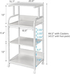 4 Tier White Printer Stand Table with Adjustable Shelves, Movable Printer Shredder Stand with Wheels for Home Office Storage and Organization, Rolling Cart for Computer Tower CPU