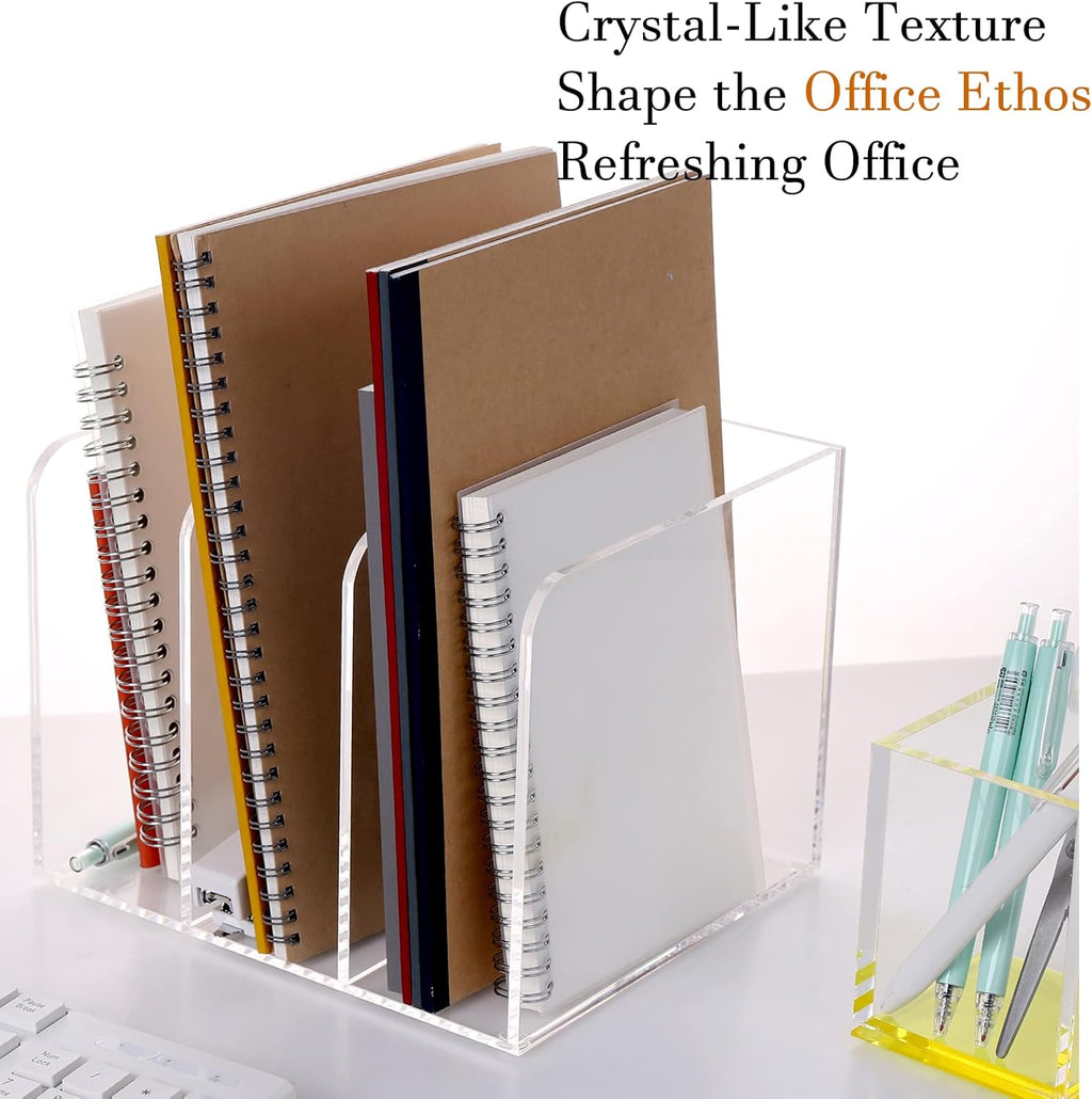 Magazine Holder, Clear Acrylic Magazine Rack, File Organizer for Office Desk, Book Organizer,-One-Piece-3 Vertical spaces,1 pack (B5)……