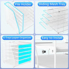 Gianotter Desk Organizers and Accessories, 6-Tier Paper Organizer with Magazine Rack, Office Desk Accessories & Workspace (White)