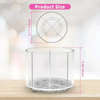 Small Pencil Organizer for Desk Acrylic 4 Compartments, Tiny Rotating Art Supply Organizer Kids, Spinning Round Marker Organizer Small Clear Desktop Organizer Caddy Swivel Office Pen Pencil Holder
