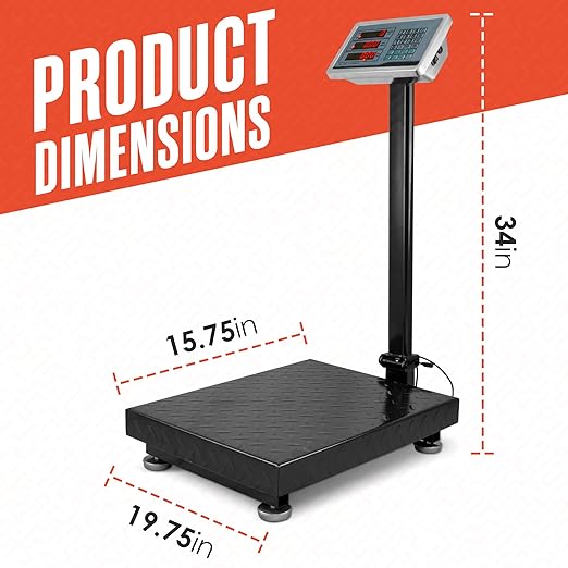 Houseables Industrial Scale, Platform Scale, 600 LB, Large, Weight Machine for Luggage, Shipping, Packages, Floor, Commercial, Heavy Duty, Box, Postal, Laundry, Warehouse, Luggage Weighing, Digital