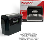 Promot Pre-Inked Custom Deposit Stamp - Personalized Text, Refillable Custom Stamp with Built-in Ink Reservoir, Easy 3-Step Re-Inking, Customized Rubber Stamp for Bank and Businesses (6-Lines)