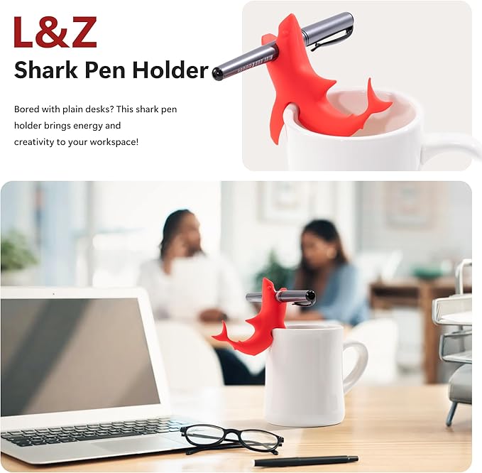 Li&Zhao Funny Pen Pencil Holder Stand for Desk - 3 PCS Desk Pen Holders Shark Pen Stand Cute Pen Holder for Desk Pen Display for Kids Desk Organizer Cute Office Decor
