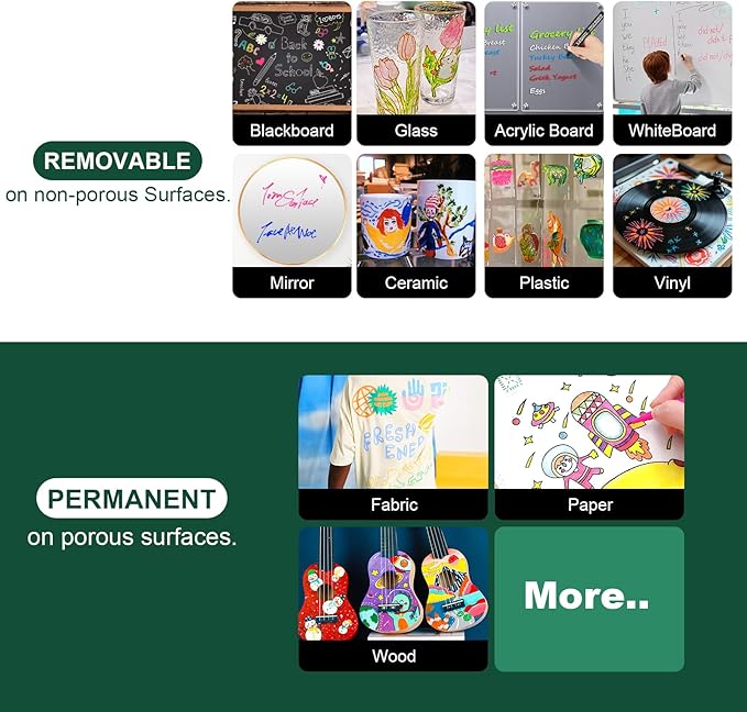 SILENART Chalk Markers Green 8 Pack - Vibrant Chalkboard Marker for Blackboard Dry Erase Board Windows Glass Mirror Menu Board - - 8 Pack