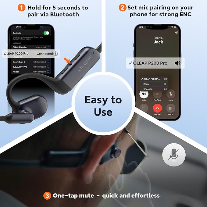 Pilot P200b Pro Wireless Headset with Mic for Work, 50dB Noise Cancelling Headphones with ENC, Bluetooth 5.3 - Wireless Computer Headset for Meetings and Calls