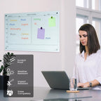 Magnetic Planner Writeboard 24"X36" Weekly Glass Calendar Ultra White Glassboard Premium Tempered Dry Erase Boards Frameless Wall Mounted (Ultra White)