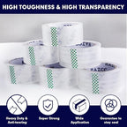 Packing Tape, 36 Rolls Clear Heavy Duty Packaging Tape with Dispensers for Packing Shipping Moving Mailing, Thicker Sealing Tape - 1.88" x 65 Yard Per Roll, 2340 Total Yards