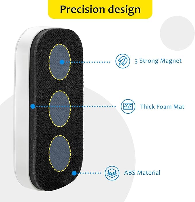 maxtek Magnetic Dry Erase Eraser, Glass Board Erasers, 4 Pack, Whiteboard Eraser for Dry Erase Board, Glass Board, Calendar Board, Office and School Supplies (Pure White)
