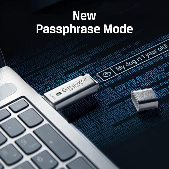 Kingston Ironkey Locker+ 50 128GB Encrypted USB Flash Drive | USB 3.2 Gen 1 | XTS-AES Protection | Multi-Password Security Options | Automatic Cloud Backup | Metal Casing | IKLP50/128GB