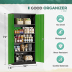 Greenvelly Metal Garage Storage Cabinet, 72" Tall Steel Storage Cabinets with Doors and Adjustable Shelves, Metal Tool Cabinets, Locking File Cabinet for Home Office, Garage, School (Black&Green)