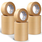12 Pack Brown Paper Packing Tape, Kraft Paper Tape Bulk 2" x 55 Yardx 7 mil Gummed Tape for Marking, Sealing Box, Masking, Shipping, Strong Adhesive Easy-to-Tear Waterproof Tape