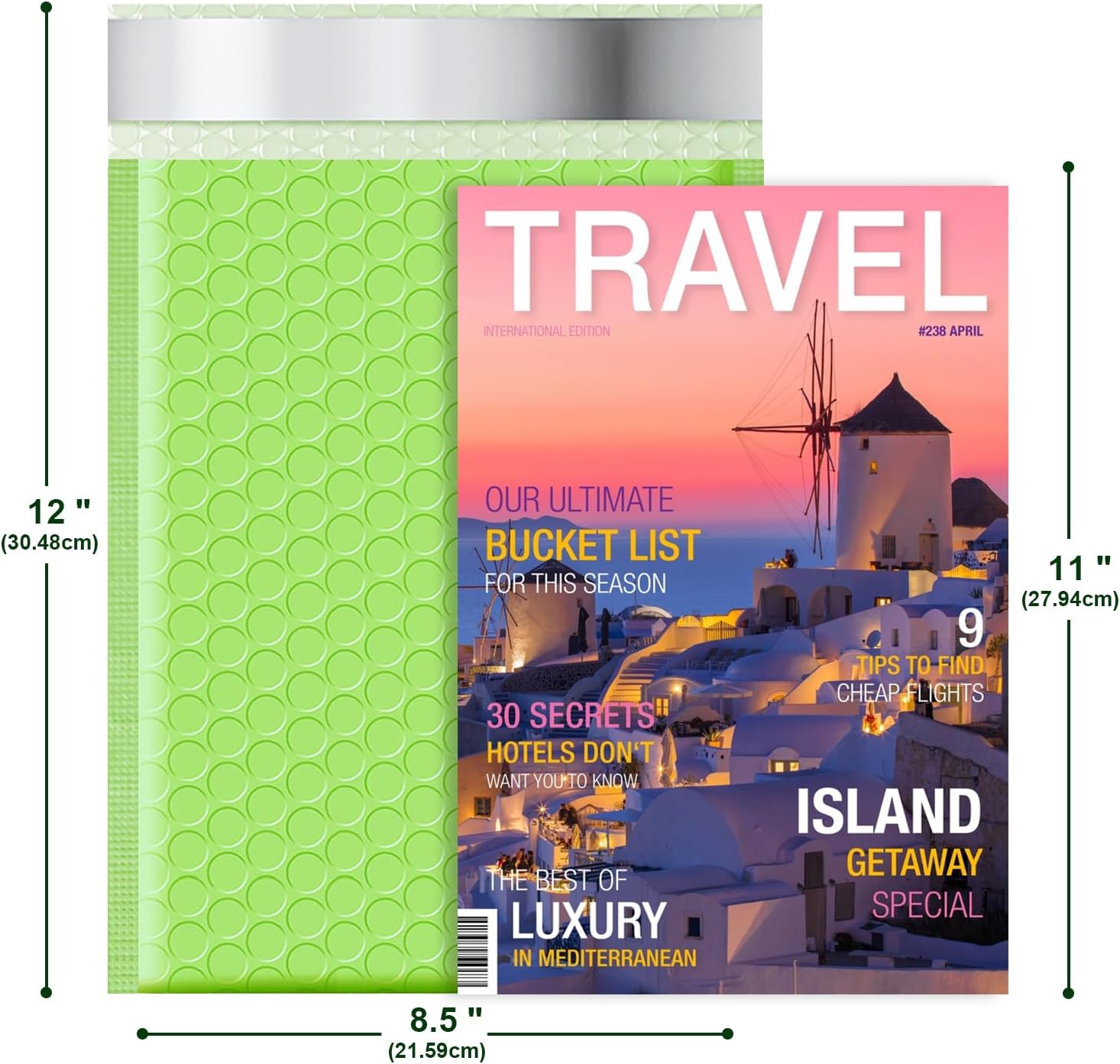 Poly Bubble Mailers 8.5x12 Inch, 25 Pack Padded Envelopes for Shipping, Package Envelopes with Self Seal Adhesive, Waterproof Padded Mailers (Light Green, Bulk #2)