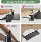 Extra Large Keyboard Tray Under Desk - Slide Out with Sturdy C-Clip Mount System, 31.5" (35.8" Including Clamps) x 11.8" Put-Out Keyboard Tray Computer Drawer for Ergonomic Typing, Black