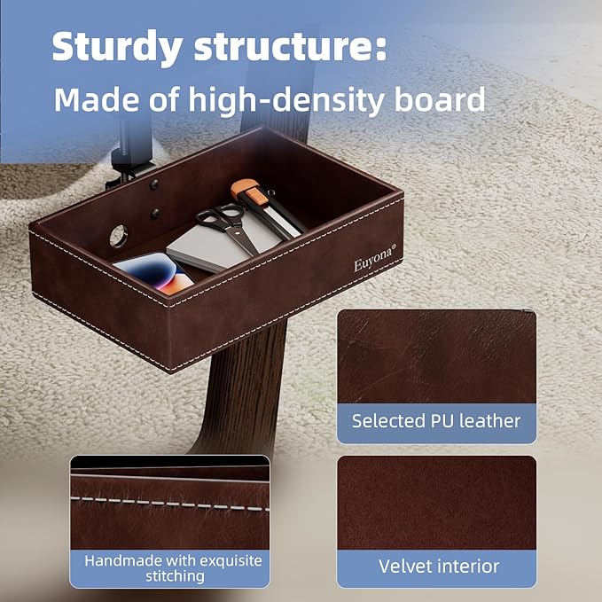 Mesh Hidden Desk Organizer with Swivel Drawer, Heavy-Duty C-Clamp Mount for Office Supplies, Art Tools & Pencil Storage – Easy Install Desktop Accessories (Coffee)