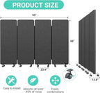Soundproof Room Divider W/Wheels, 66in Office Dividers for Sound Proofing & Reducing, Sound Proof Dividers for Office Partitions Portable Temporary Wall Acoustic Wall Divider (Cool Grey, 4 Panel)