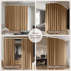 Room Divider Curtains & Flexible Bendable Tracks Set,Privacy Dividers Ceiling Track Curtain Window Blackout Curtains for Living Room Bedroom (W180 × H96 in 1 Panel Khaki Drape & White Rail)