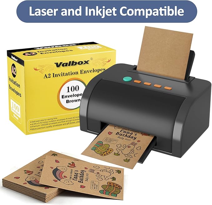 ValBox A2 Invitation Envelopes 100 Qty 4.375x5.75" Brown Kraft Envelopes Self Seal for Invitations, Photos, Wedding, Announcements, Thank you Notes, RSVP, Greeting Cards | 4-3/8 x 5-3/4 Inches(A2)