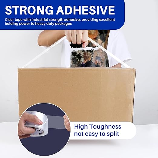 Clear Packing Tape, 36 Rolls Heavy Duty Packaging Tape with Dispensers for Packing Shipping Moving and Sealing, Thicker Packing Tape-2" x 65 Yards Per Roll, 2340 Total Yards