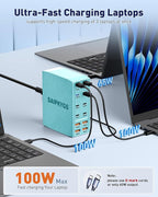 Charging Station (600W),12-Port USB C Charger Block with Dual 100W PD USB-C Fast Charging Station Hub for MacBook Pro/Air/All iPad iPhone 17/16 15/14/13/Pro Max/Samsung Galaxy Note(Green)