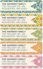 Blossom Banner Rolled Personalized Return Address Mailing Labels with Dispenser, Set of 500, 5 Designs, Small ¾ x 2½ Inch Size, Custom Self-Adhesive Sticker Roll, by Colorful Images