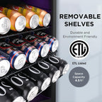 COWSAR Beverage Refrigerator 145 Can Wine Cooler Freestanding Mini Fridge Small ETL Approved with Digital Temperature Control, Glass Door, Child Lock, Drink Refrigerator for Home, Bar– 4.51 Cu. Ft.