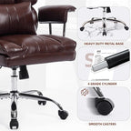 Big and Tall Office Chair 500lbs Wide Seat Executive Office Desk Chair High-Back Office Task Chair, Ergonomic Lumbar Support Computer Office Chairs for Heavy People(Brown)