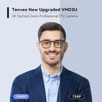 Tenveo PTZ Conference Camera 3X Optical Zoom FHD 1080P 60FPS, 114° Wide View Angel USB3.0/HDMI/RS485/RS232 PTZ Camera for Video Conferencing Church Services Online Education Zoom OBS Teams