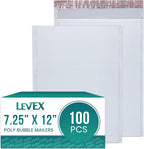 Levex - #1 7.25" x 12" [100 Pack] Poly Bubble Mailers, Padded Envelope Mailers, Packing Envelope & Mailing Bags for Shipping