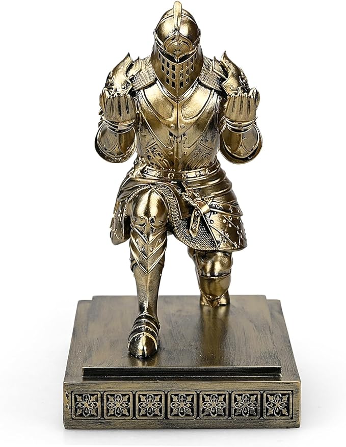King's Guard Knight Pen Holder Pen Stand Desk Organizers and Accessories Resin Pencil Holder as Gift for Office and Home (Bronze)