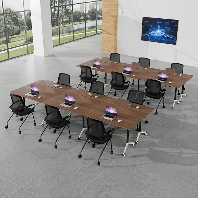 Conference Room Table with Flip-Top Design for Dynamic Meetings, Business Table Computer Desk with Heavy-Duty Frame,Foldable Seminar Meeting Tables for Home Office (2, A, 61IN)