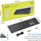K01R Wireless Keyboard, 2.4G Slim and Compact Wireless Keyboard with Numeric Keypad, Long Battery Life, Lag-Free for PC Laptop Computer Windows, Space Grey