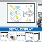 H-Qprobd White Board Dry Erase 4' X 3', Magnetic Dry Erase Board for Wall 48" X 36" Aluminum Frame, Hanging Whiteboard for Home, School, Office, Kitchen
