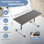 Folding Conference Table, Mobile Training Table for Office Conference, Modern Modular Rectangular Work Desk Meeting Seminar Work Tables with Caster Wheels, Large Breakroom Tables (2Pack L63in)