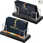 NIUBEE Acrylic Business Card Holder: Clear Plastic Business Cards Display Stand for Desk - Gift Card Organizer for Office 4 Pieces
