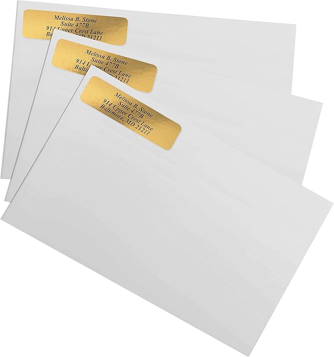 Gold Foil Personalized Return Address Labels Without Dispenser - Roll of 250 Custom Stickers
