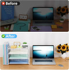 Marbrasse Desk Organizer and Accessories，4-Tier Paper Letter Tray Organizer with File Holder，Desk Accessories & Workspace Desktop Organizers for School Home Office Supplies (White)