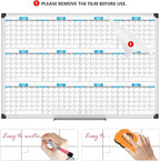 XBoard Magnetic Calendar Whiteboard 48" x 36", 12 Months Calendar Dry Erase Board, Silver Aluminium Framed White Board Planner for Home School Office Organization