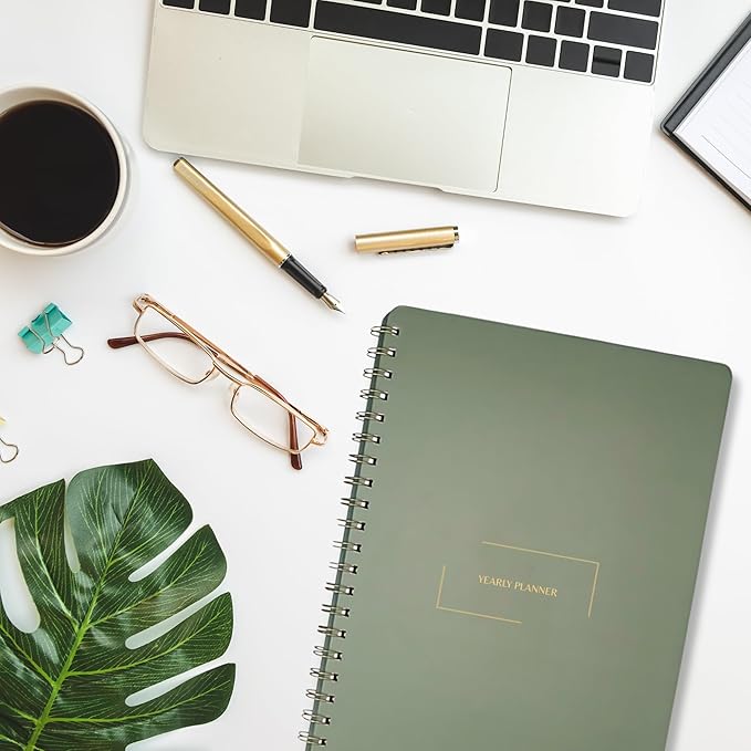 | Ultimate Yearly, Daily, Weekly, Monthly Planner | 8.25" x 11.75" | To Do List Notebook for Work | Simple Design | Multiple Layouts | Academic Planner and Organizer Notebook (Rust, Yearly Planner - Portrait)