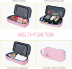 ECHSRT Big Pencil Case, Aesthetic Portable Zipper Pencil Bag with Hidden Pocket, Special Pouch for Men Women Adults, Stationery Organizer Pen Cases for Office Travel, Pink