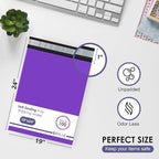 Purple Large Poly Mailers 19x24 Inch | Strong Adhesive Self-Seal Mailer Bags | Tear, Tamper, Water Resistant Shipping Envelopes | Thick Strong polymailer Bags XL Clothing Shipping Bags | 100 Pcs Bulk