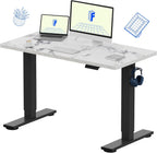 FLEXISPOT EN1 Whole-Piece Standing Desk 48 x 24 Inches Height Adjustable Electric Desk Sit Stand Desk Home Office Desks (Black Frame + Marble Gray Top, 2 Packages)