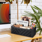 Mail Organizer Mail Holder Countertop with 2 Slots, Wood Mail Basket for Wall Table Desk, Envelope Bill Holder for Home Office Decor (Black-2)