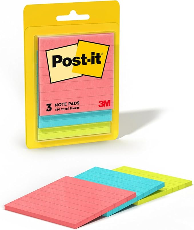 Post-it Notes, 3 in x 3 in., 3 Sticky Notes Pads, 50 Sheets per Pad, Poptimistic Collection, School Supplies and Oﬃce Products, The Original Post-it Note